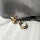 Alloy Layered Open Hoop Earring 1 Pair - 925 Silver Earring - Gold - One Size