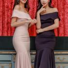 Short-sleeve Mermaid Midi Sheath Dress