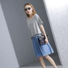 Denim-hem A-line Dress
