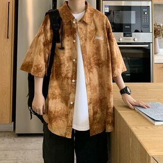 Elbow-sleeve Melange Shirt