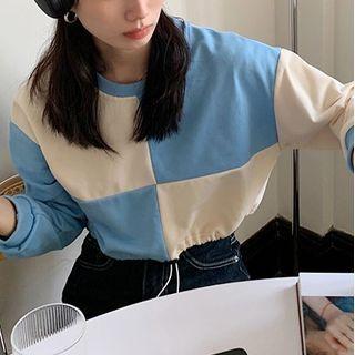 Two-tone Sweatshirt White & Blue - One Size