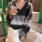 V-neck Two Tone Sweater