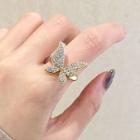 Rhinestone Butterfly Ring Gold - One Size