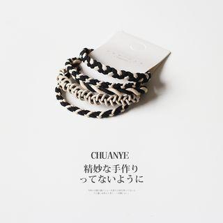 Set Of 5: Braided Hair Tie 01 - Black - One Size