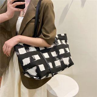 Plaid Tote Bag Black - One Size
