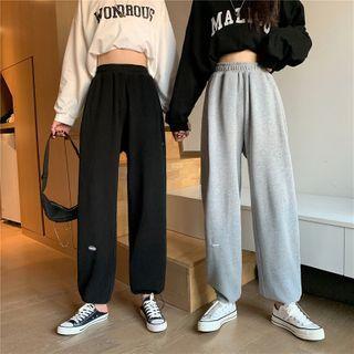 Elastic Waist Plain Jogger Pants