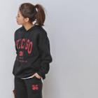 Drawstring-hood Lettering Pullover