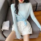 Long-sleeve Plain T-shirt 9078 - T-shirt - Sky Blue - One Size
