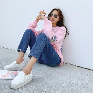 Hidden Band-waist Slit-trim Slim-fit Jeans
