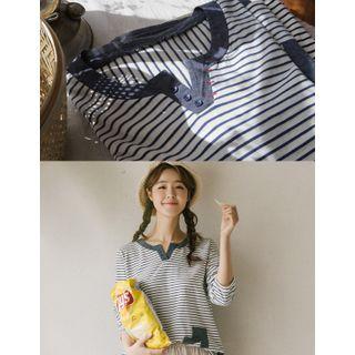 Color-block Stripe Top Navy Blue - One Size