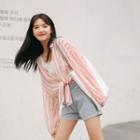 Long-sleeve Striped Shirt Pink - One Size