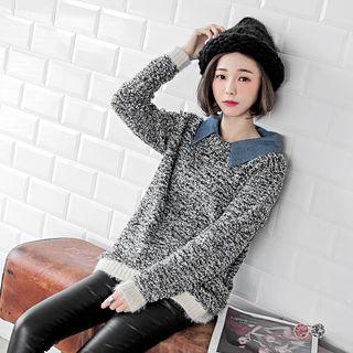 Mock Two Piece Panel-collared Sweater