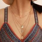 Alloy Cross Pendant Layered Choker Necklace 1 Pc - A09107 - One Size