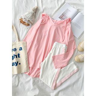 Dip-back Hoodie / Color Block Straight-fit Pants