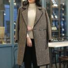 Multicolor Herringbone Wool Blend Coat