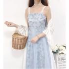 Spaghetti-strap A-line Lace Dress / Bell-sleeve Light Jacket