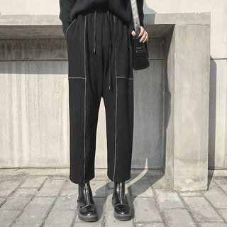 Stitched Straight-cut Crop Pants