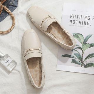 Fleece Lined Faux Leather Loafers