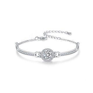 Fashion Simple Geometric Round Bracelet With Cubic Zirconia Silver - One Size