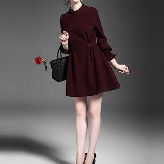 Long Sleeve Mock Neck A-line Dress