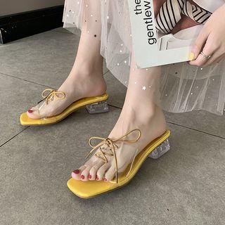 Transparent Panel Lace Up Slide Sandals