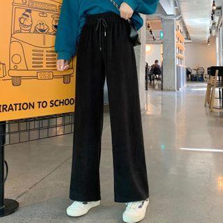 Drawstring Shift Wide-leg Pants