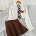 Set: Crop Shirt + Pleated A-line Skirt