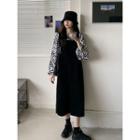 Zebra Print Blouse / Midi A-line Overall Dress