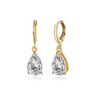 Sparkling Plated Champagne Gold Water Drop Earrings With Cubic Zircon Champagne - One Size