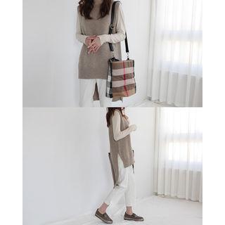 Sleeveless Dip-back Wool Blend Knit Dress