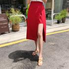 Inset Mini Skirt Slit-front Midi Skirt