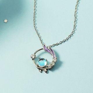 Mermaid Faux Gemstone Pendant Alloy Necklace Necklace - Silver - One Size