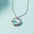 Mermaid Faux Gemstone Pendant Alloy Necklace Necklace - Silver - One Size