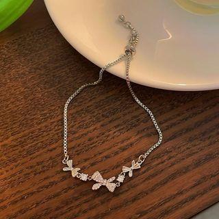Bow Rhinestone Alloy Bracelet Jml5109 - Silver - One Size