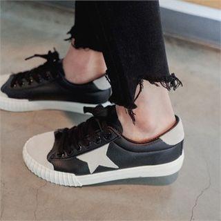 Faux-leather Star Pattern Sneakers