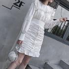Long-sleeve Chiffon Mini Bodycon Dress