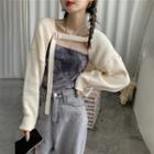 Cropped Cardigan / Strapless Tie Dye Top