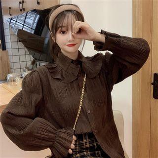 Doll Collar Trumpet-sleeved Shirt