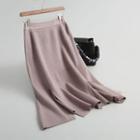 Slit-front Midi A-line Knit Skirt