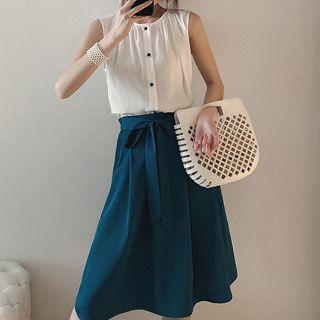 Short-sleeve Shirt / Sleeveless Top / Wide Leg Shorts / A-line Skirt / Set