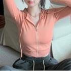 Hooded Zip Jacket / Drawstring Straight Leg Pants
