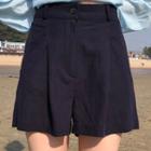 Pintuck Linen Blend Shorts