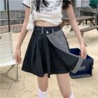 Color Block Asymmetrical Denim A-line Skirt