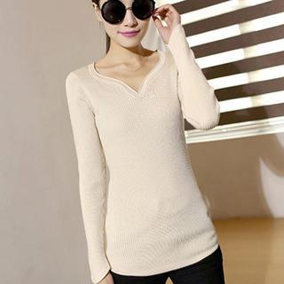 Notch-neck Knit Top