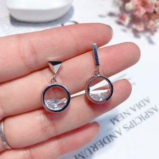 Non-matching Rhinestone Paddle Earring
