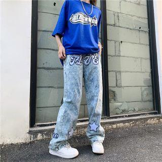 Star Applique Straight Leg Jeans