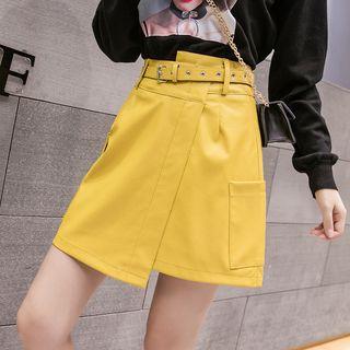 Asymmetric Pocket Detail A-line Skirt