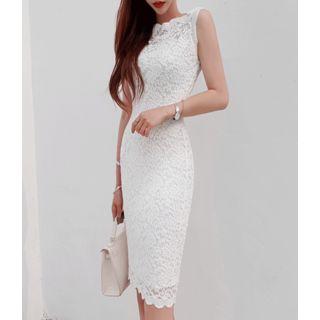 Sleeveless Laced Sheath Dress