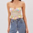 Floral Ruffle Hem Cropped Camisole Top