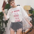 Letter Mesh Mock Two-piece Short-sleeve T-shirt